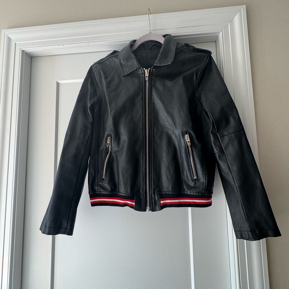 Blank NYC Black women’s Jacket with Red and White Stripes